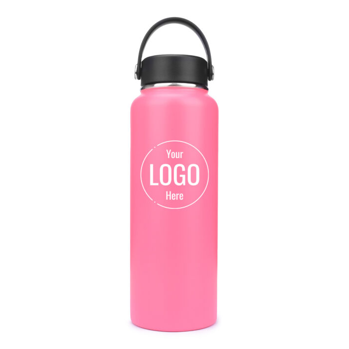 Wide Mouth Water Bottle with multi Caps customized Hydro Vacuum Flask hotpink